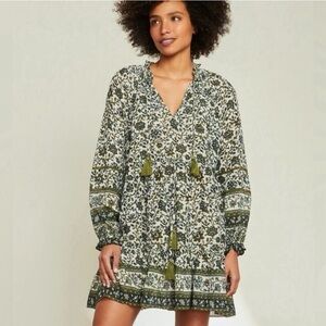 VERONICA BEARD Danika Floral Green and White Dress XS